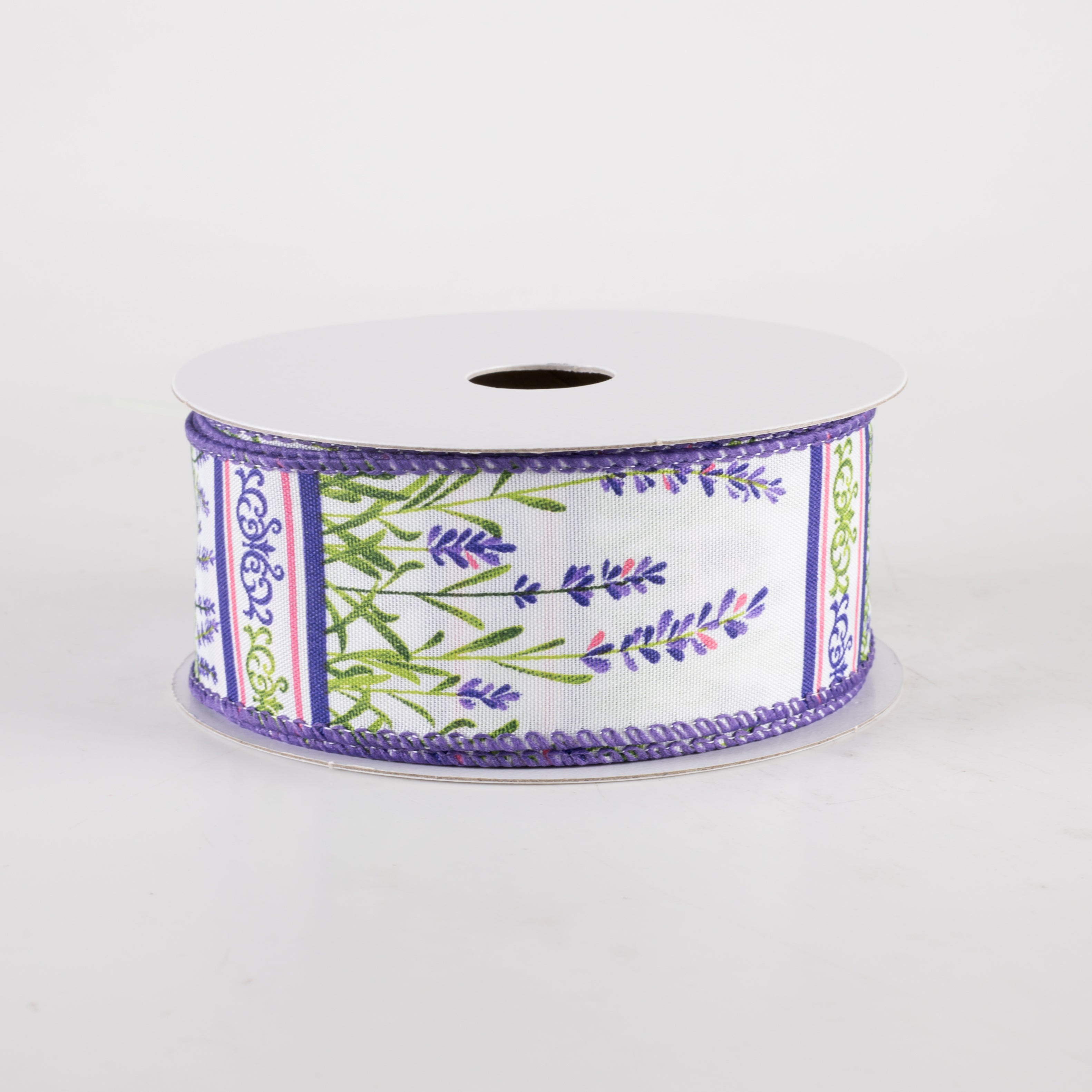 1.5" Satin Lavender Stems Garden Ribbon (10 Yards)