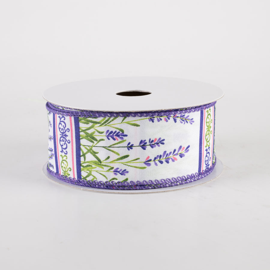 1.5" Satin Lavender Stems Garden Ribbon (10 Yards)