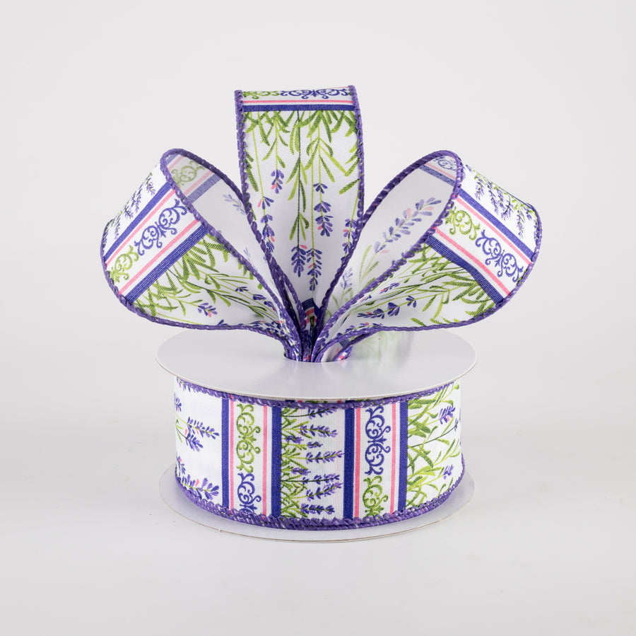 1.5" Satin Lavender Stems Garden Ribbon (10 Yards)