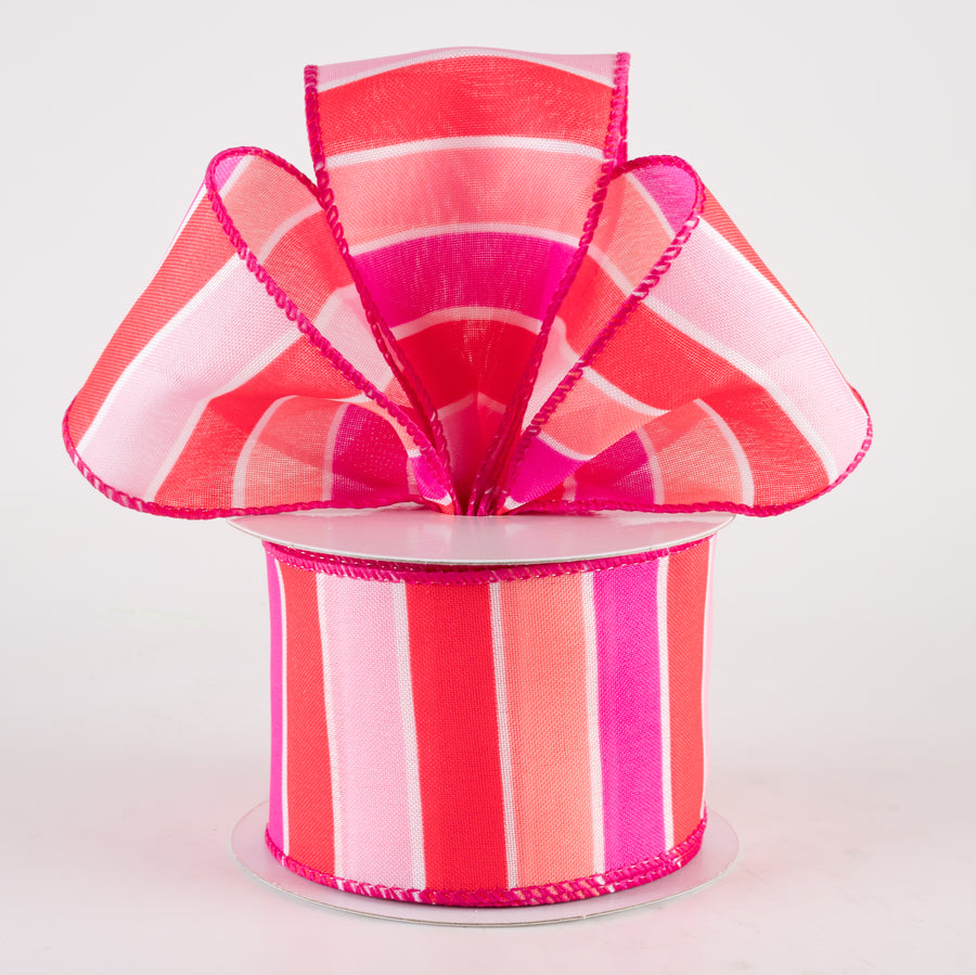 2.5" Wide Stripes Ribbon: Pink, Coral, Melon (10 Yards)