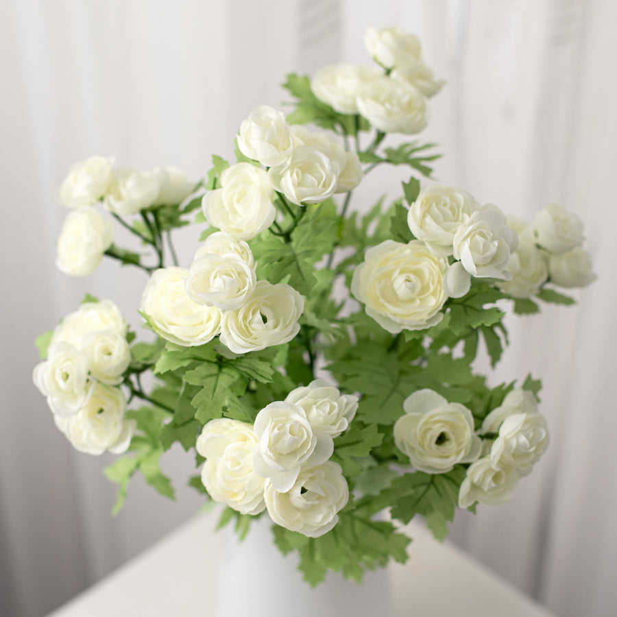 17" Mini Ranunculus Bush: Cream