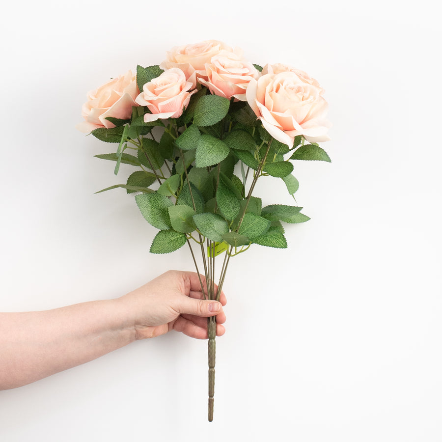 20" Celine Rose Bush: Blush Pink (9 Stem)