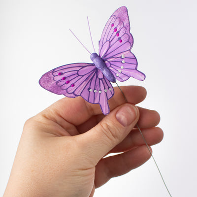 3.25" Feather Butterfly Wired Ornaments (Set of 12)