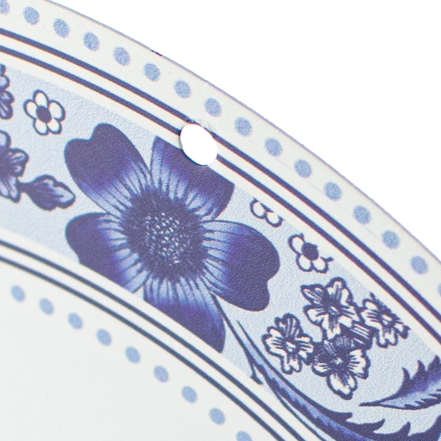 8" Metal Sign: Welcome Blue & White Floral