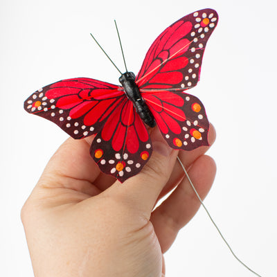 4" Flower Pattern Butterfly Wired Ornaments (Set of 12)