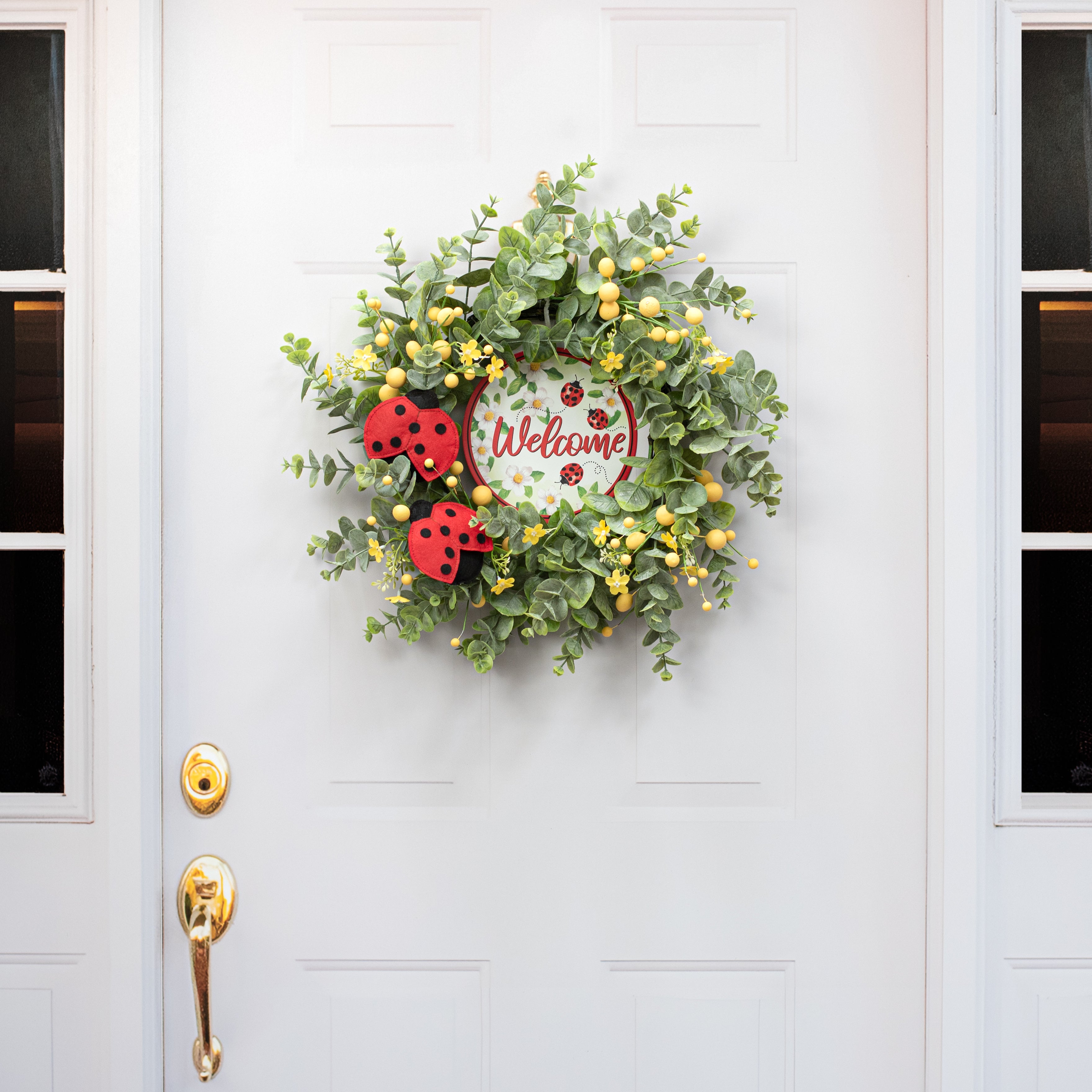 8" Metal Sign: Ladybugs Welcome