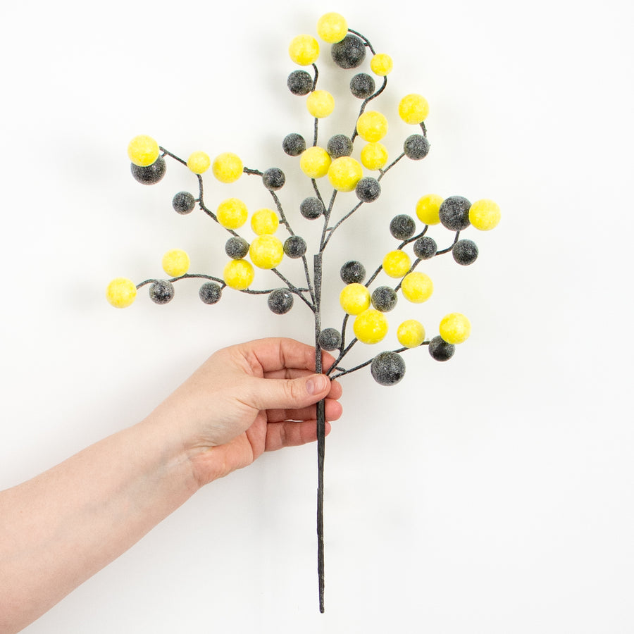 17" Glitter Ball Spray: Black & Yellow
