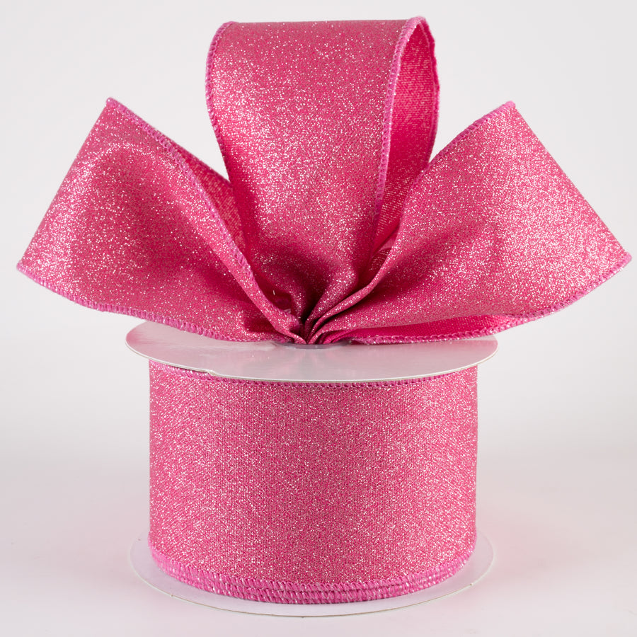 2.5" Fine Glitter on Royal Ribbon: Light Pink, Fuchsia (10 Yards)
