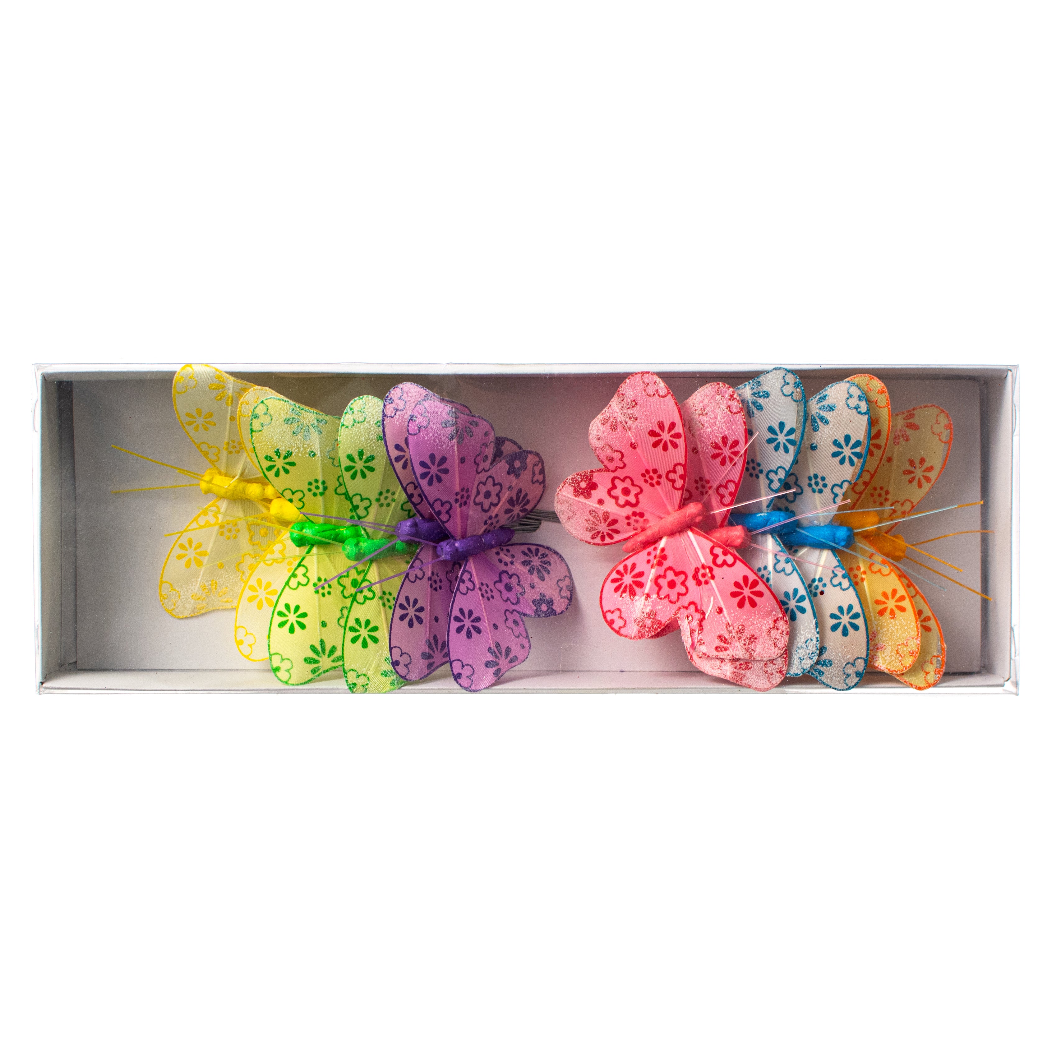 3.25" Feather Butterfly Wired Ornaments (Set of 12)