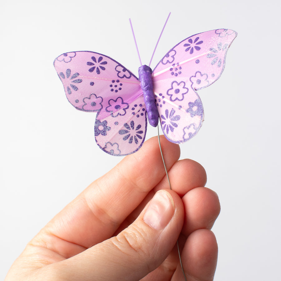 3.25" Feather Butterfly Wired Ornaments (Set of 12)