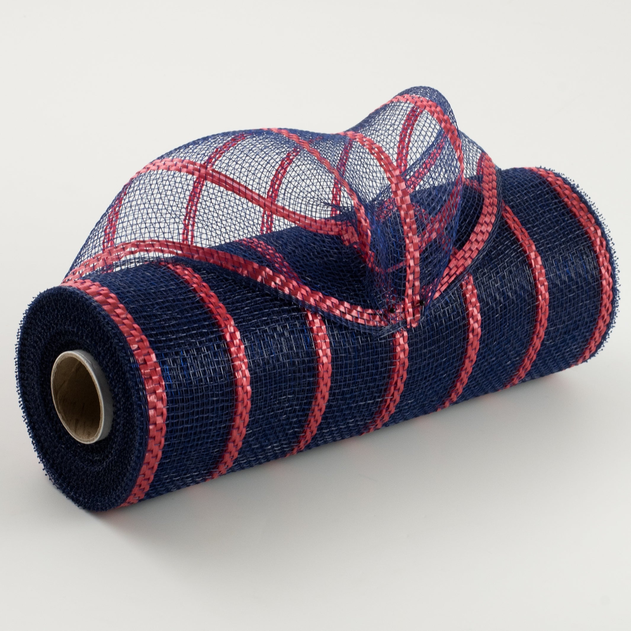 10" Vertical Wide Stripe Mesh: Navy Blue & Red