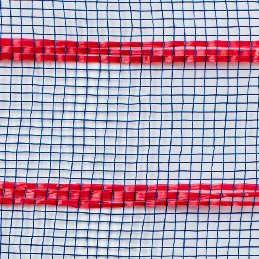 10" Vertical Wide Stripe Mesh: Navy Blue & Red