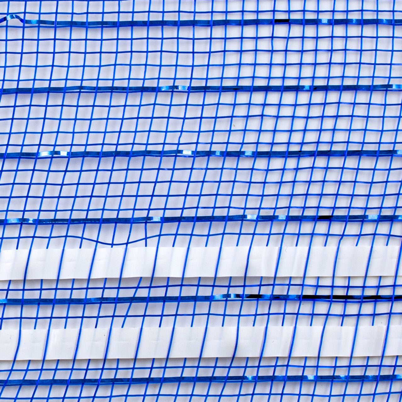 10" Matte XL Wide Foil Border Mesh: Royal Blue & White