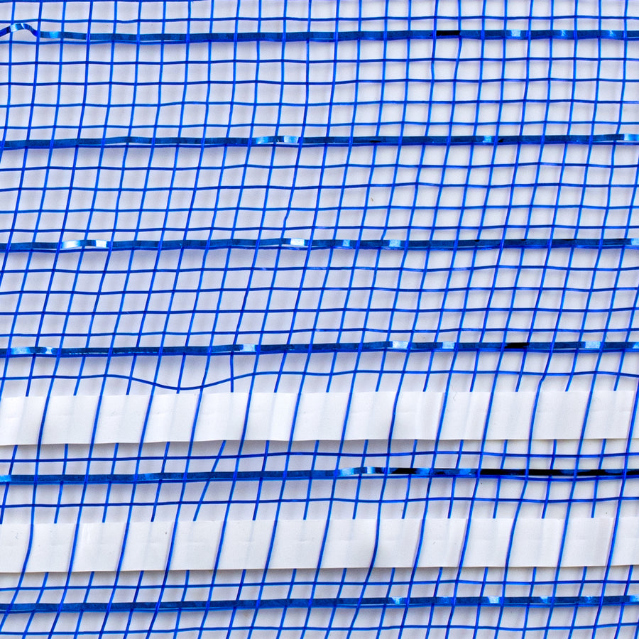10" Matte XL Wide Foil Border Mesh: Royal Blue & White