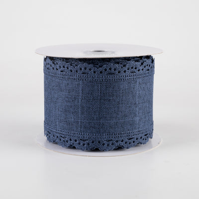2.5" Scalloped Edge Ribbon: Navy Blue (10 Yards)