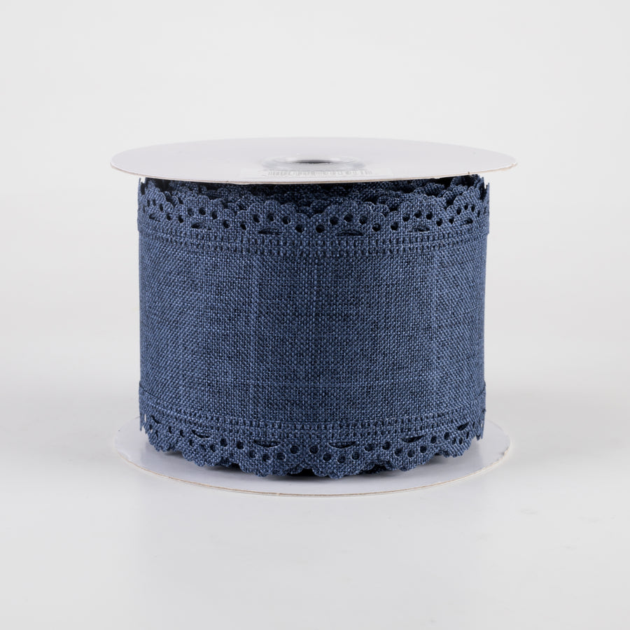 2.5" Scalloped Edge Ribbon: Navy Blue (10 Yards)