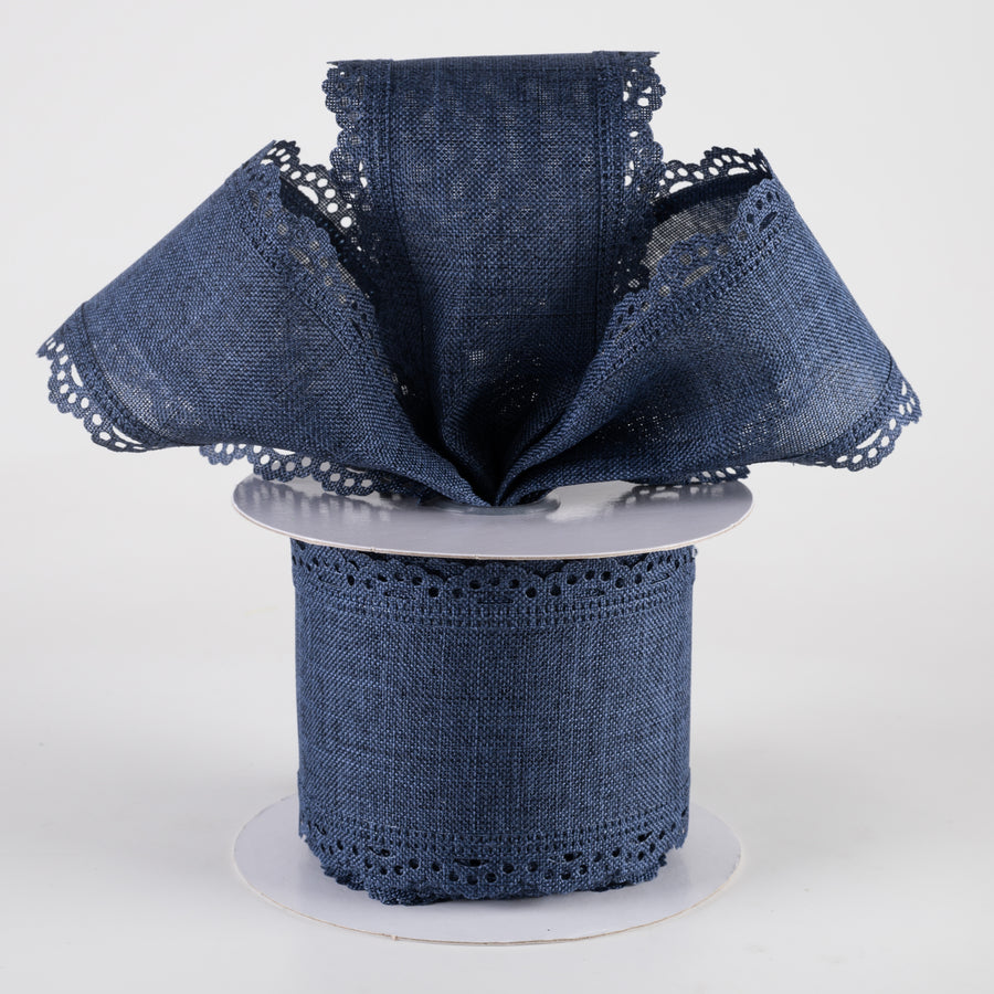 2.5" Scalloped Edge Ribbon: Navy Blue (10 Yards)