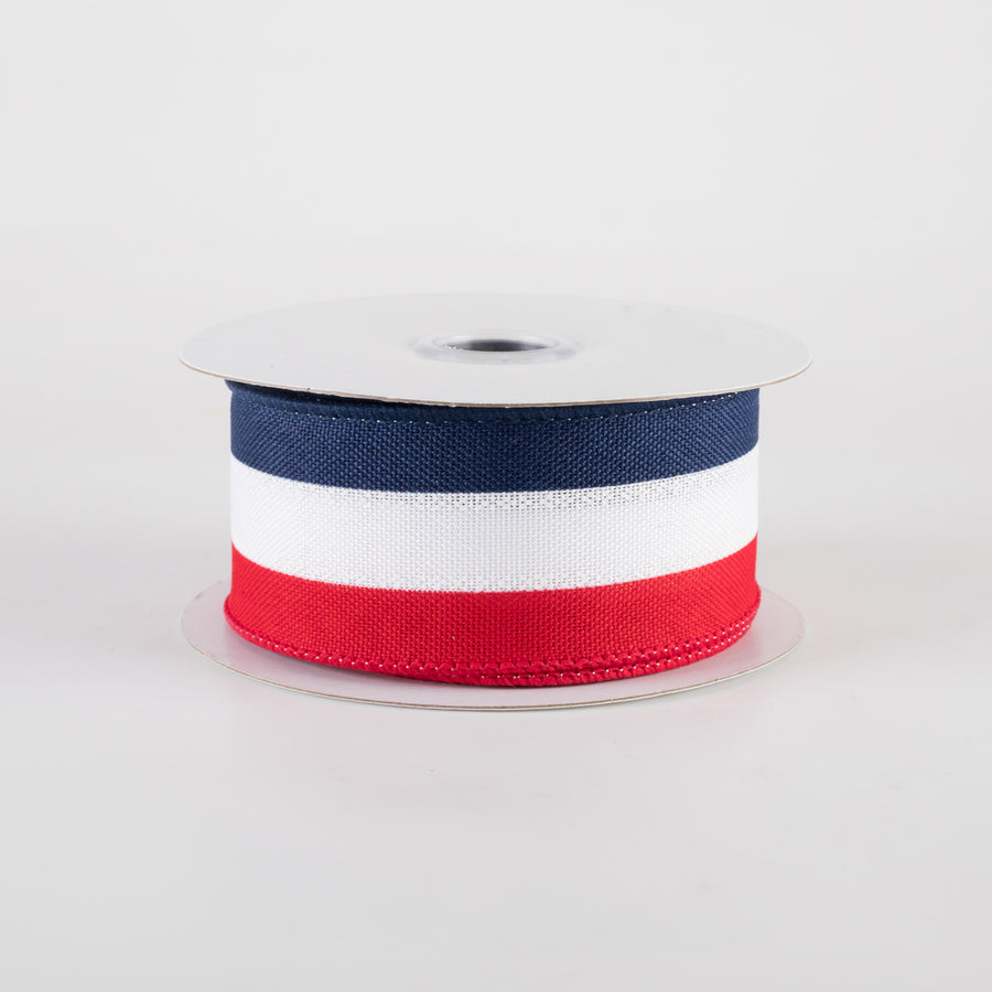 1.5" Vertical Stripe Ribbon: Red, White & Blue (10 Yards)
