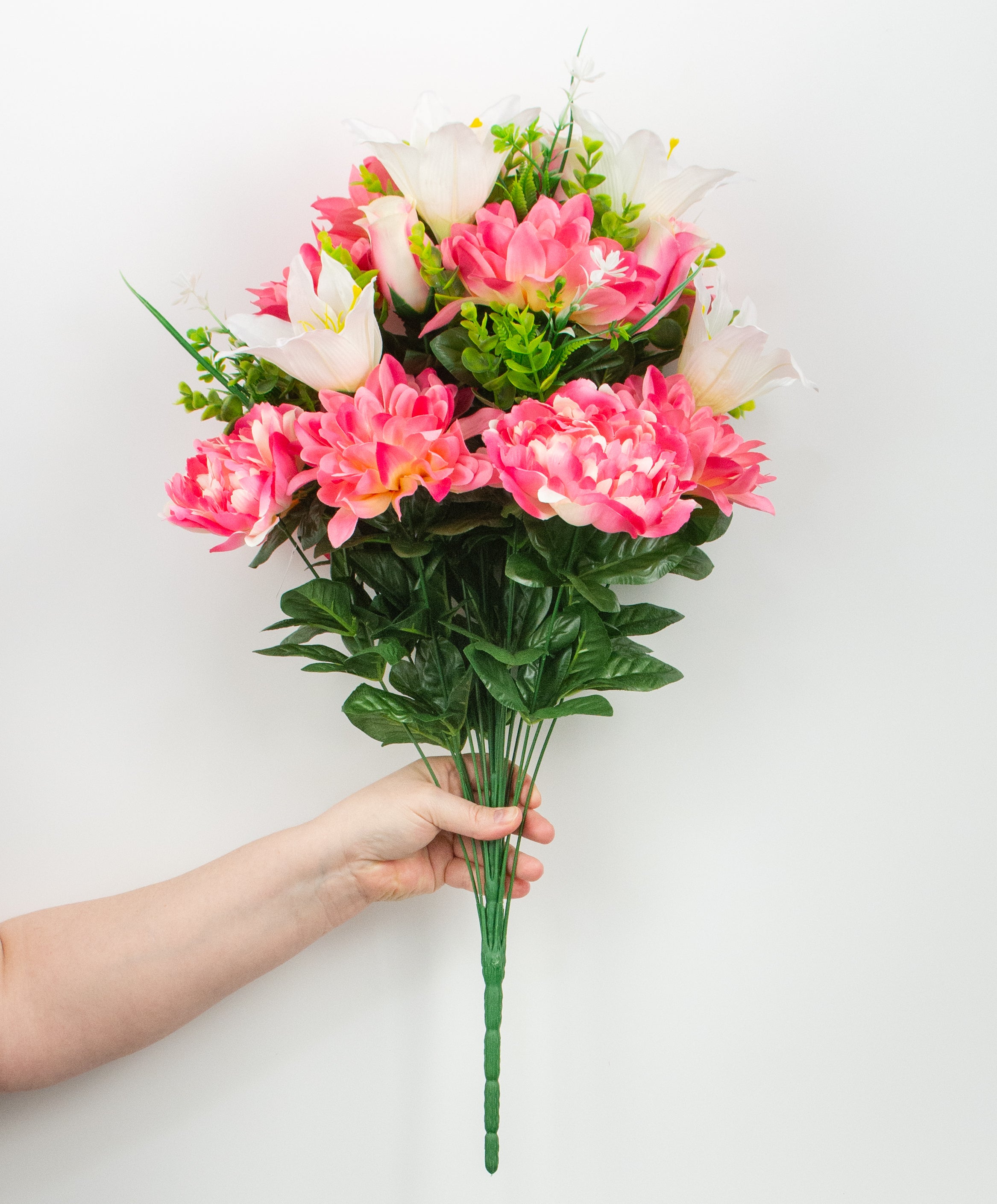 24" Peony, Dahlia, Lily, Rose Bush: Pink & Cream