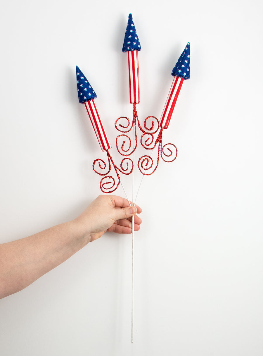 26" Lit Firecracker Rockets Curly Spray