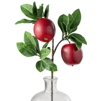 20" Red Apples & Leaves Spray