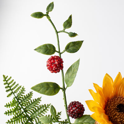 16" Sunflower, Raspberry & Fern Pick