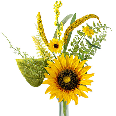 18" Sunflower & Greenery Filler Pick