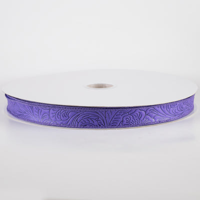 7/8" Embossed Flower Breeze Ribbon: Purple (50 Yards)