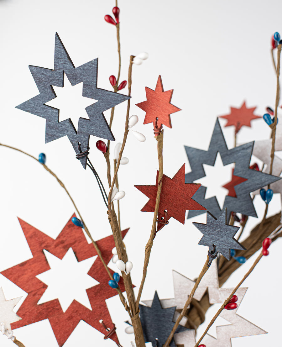 22" Fourth of July Wooden Cutout Star Wreath