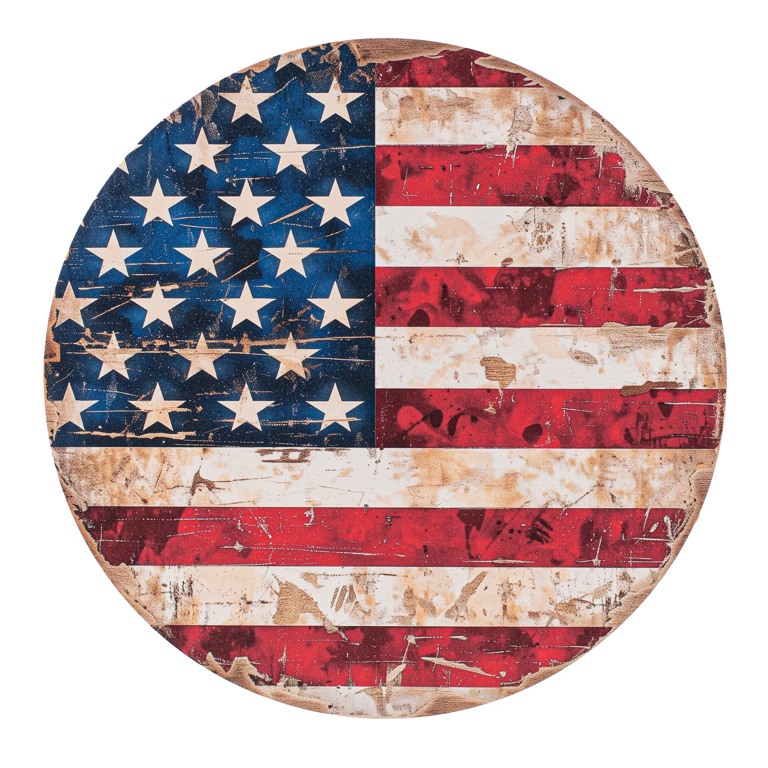 10.5" Round Waterproof Accent: Distressed American Flag