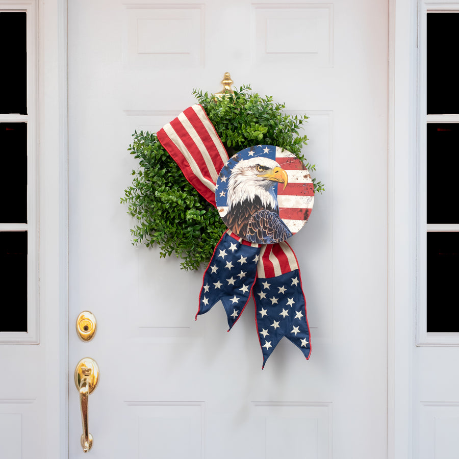 10.5" Round Waterproof Accent: American Flag Eagle
