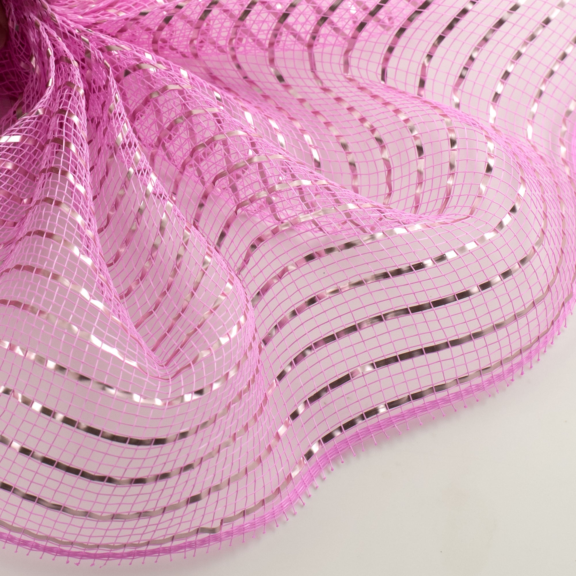 10" Poly Deco Mesh: Matte Pink Wide Foil