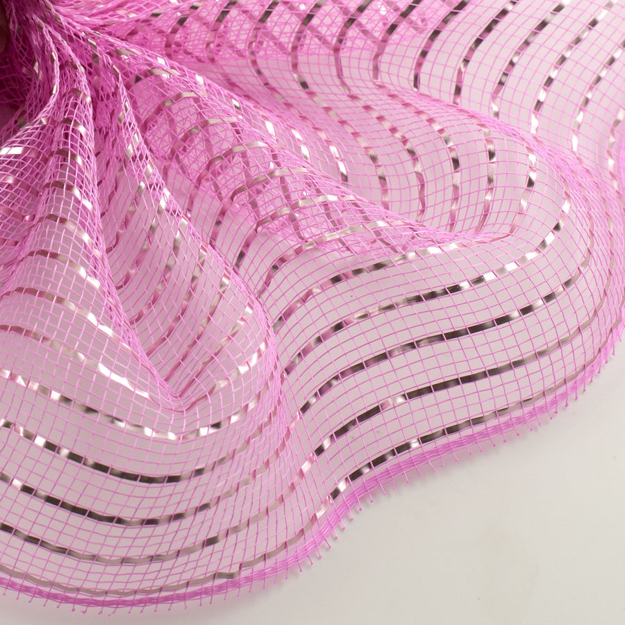 10" Poly Deco Mesh: Matte Pink Wide Foil