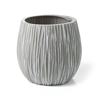 5.75" Carved Plastic Container Vase: Grey