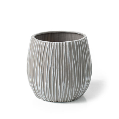 4.75" Ribbed Plastic Container Vase: Grey