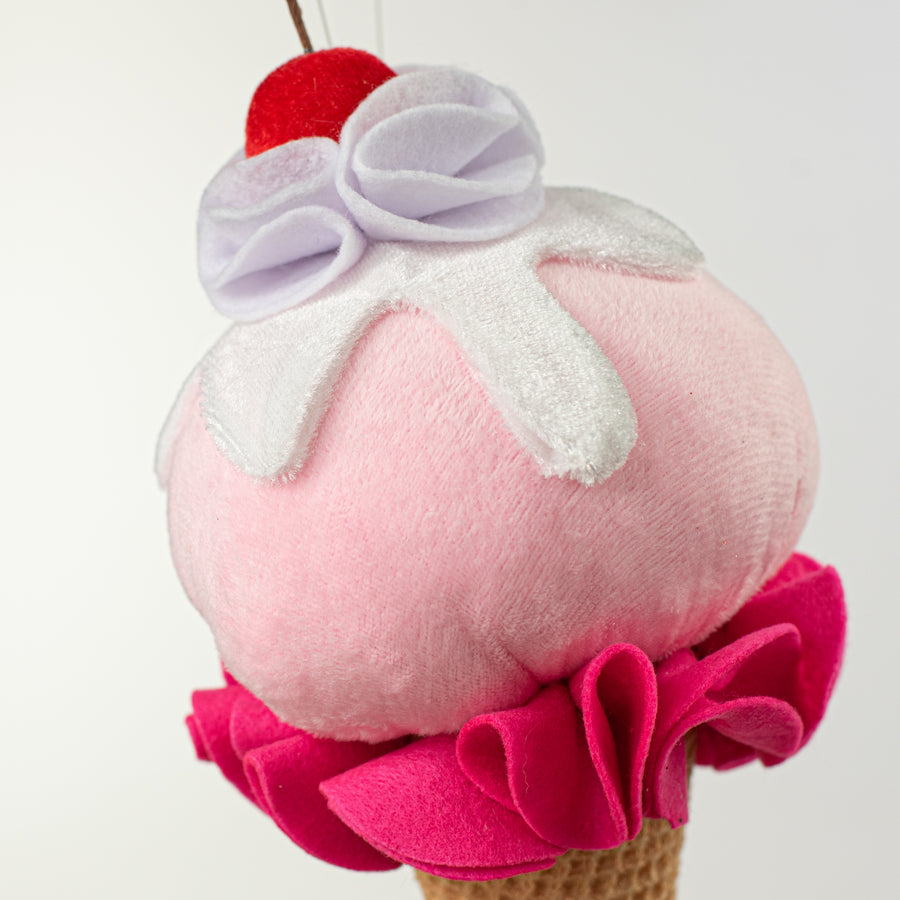 11" Velvet Plush Ice Cream Cone Ornament