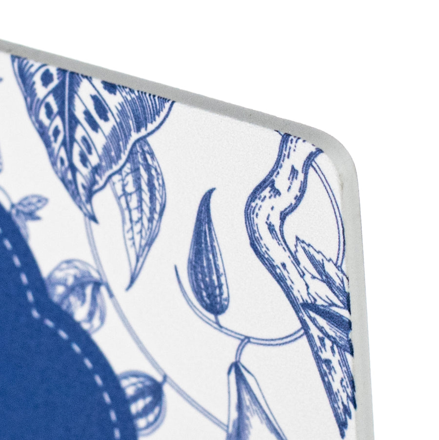 10.5" Waterproof Sign: Scalloped Welcome Blue Floral Chinoiserie
