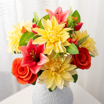 16" Dahlia Lily Rose Bush: Orange & Yellow (12)