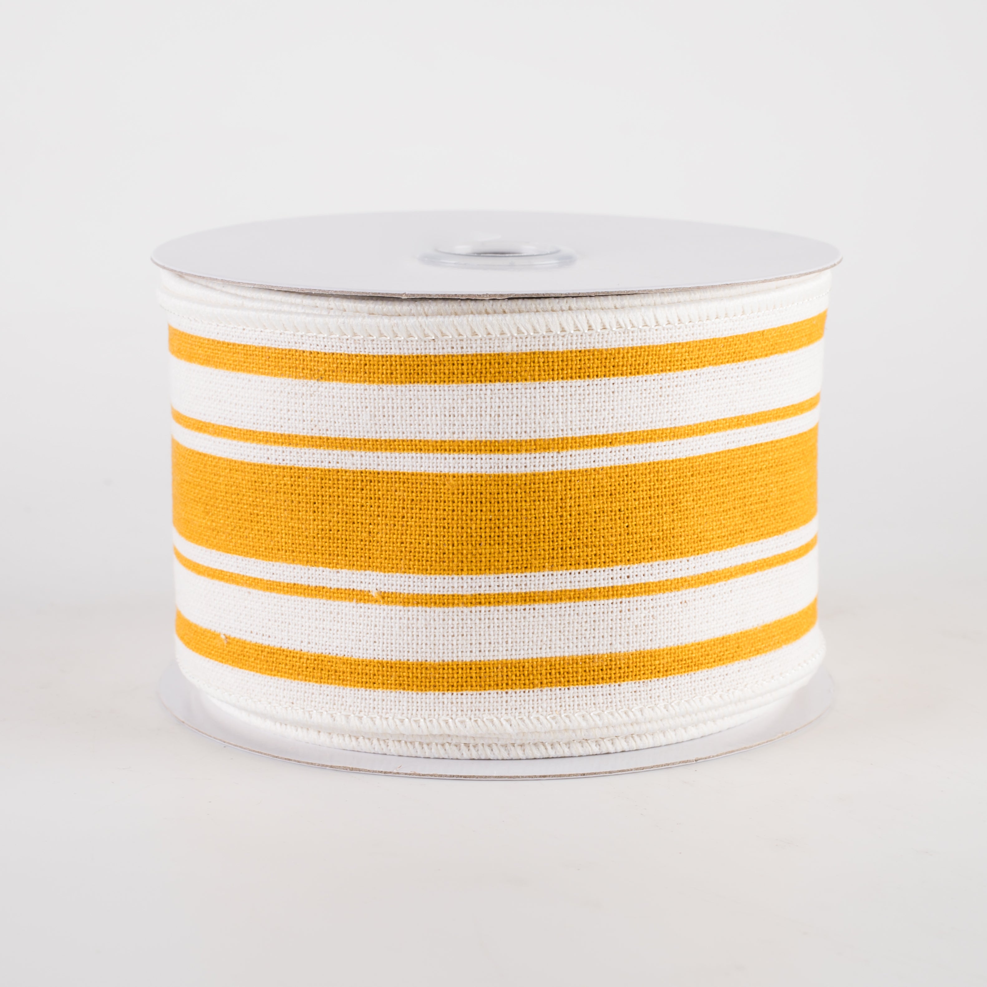 2.5" Farmhouse Stripe Ribbon: Mustard Yellow & Ivory (10 Yards)