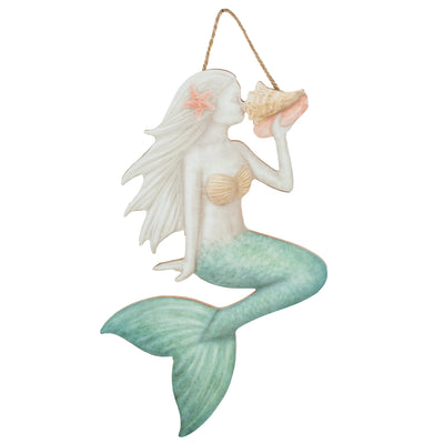 12" Wooden Cutout Sign: Shell Mermaid