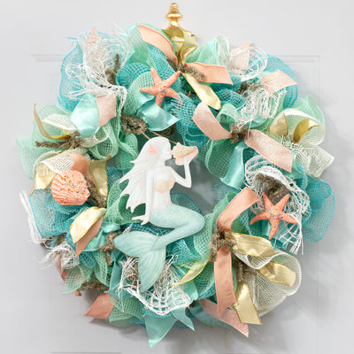 12" Wooden Cutout Sign: Shell Mermaid