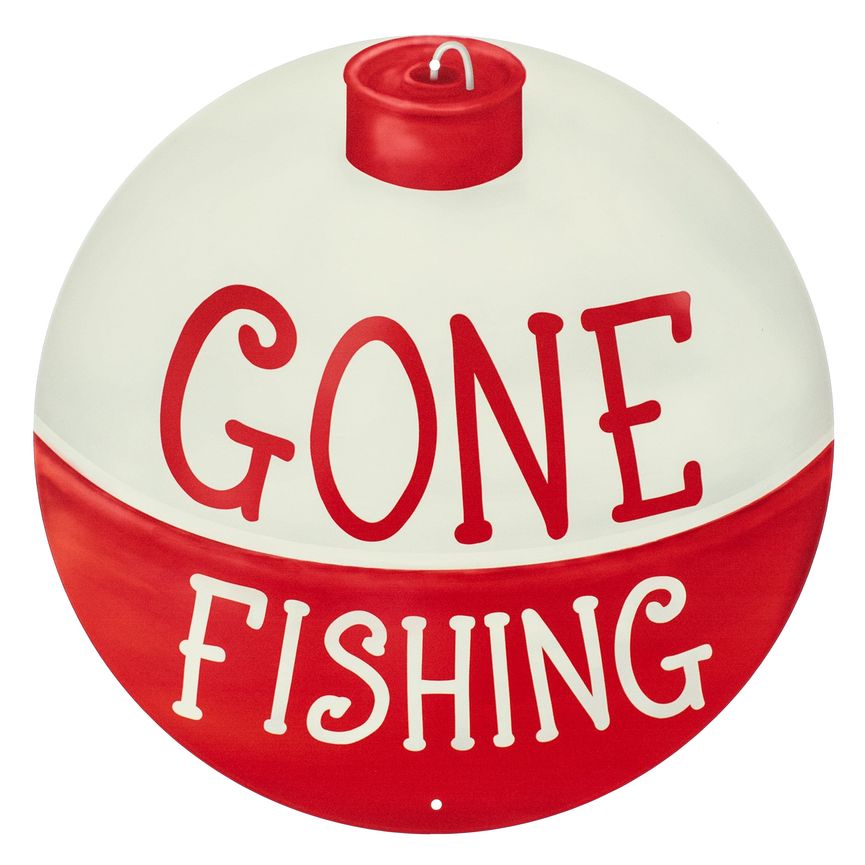 12" Metal Sign: Gone Fishing Bobber