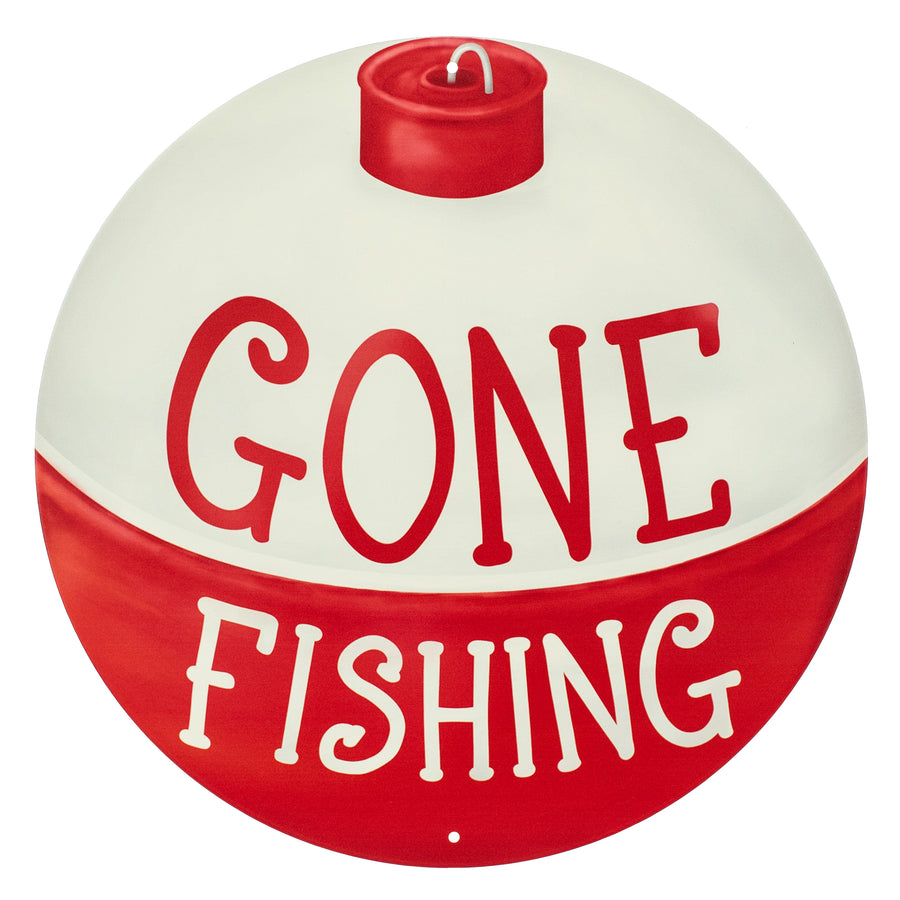 12" Metal Sign: Gone Fishing Bobber