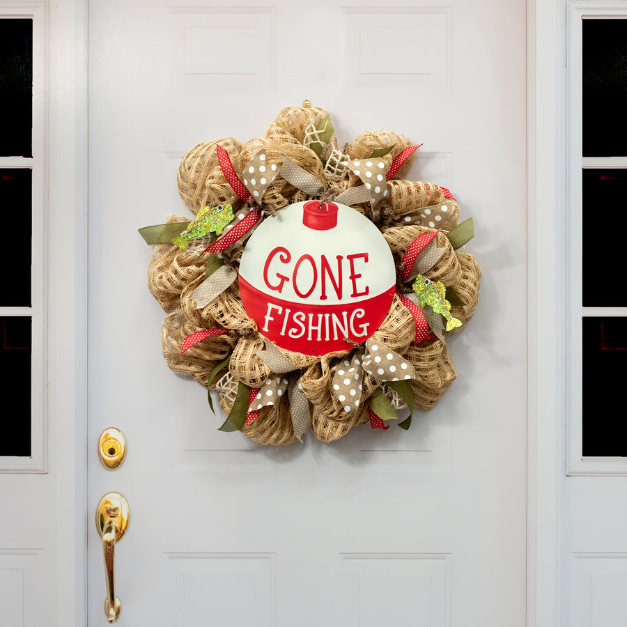 12" Metal Sign: Gone Fishing Bobber