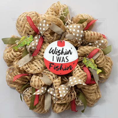 8" Metal Sign: Wishing I was Fishing Bobber