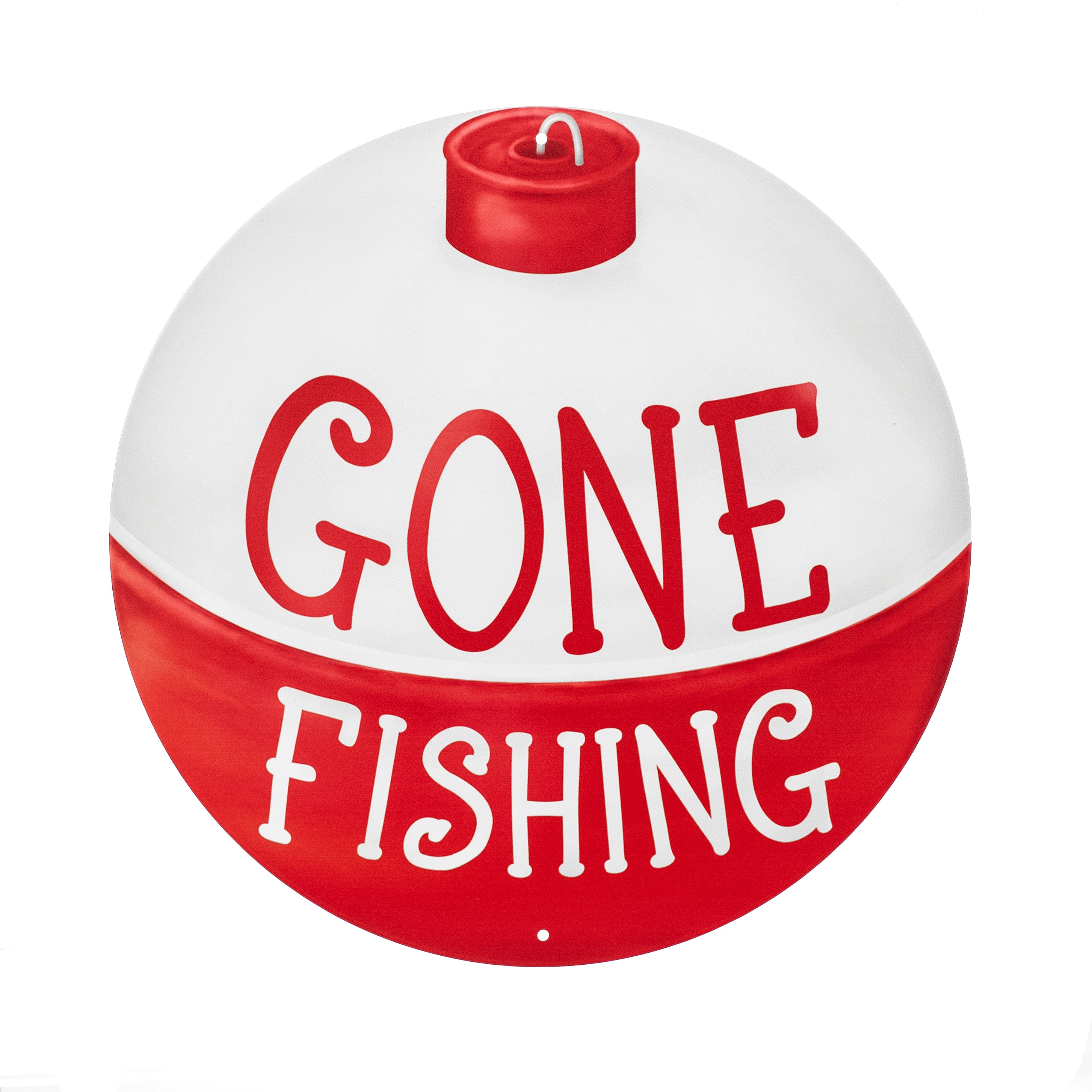 8" Metal Sign: Gone Fishing Bobber