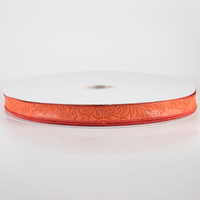 7/8" Embossed Flower Breeze Ribbon: Rust (50 Yards)