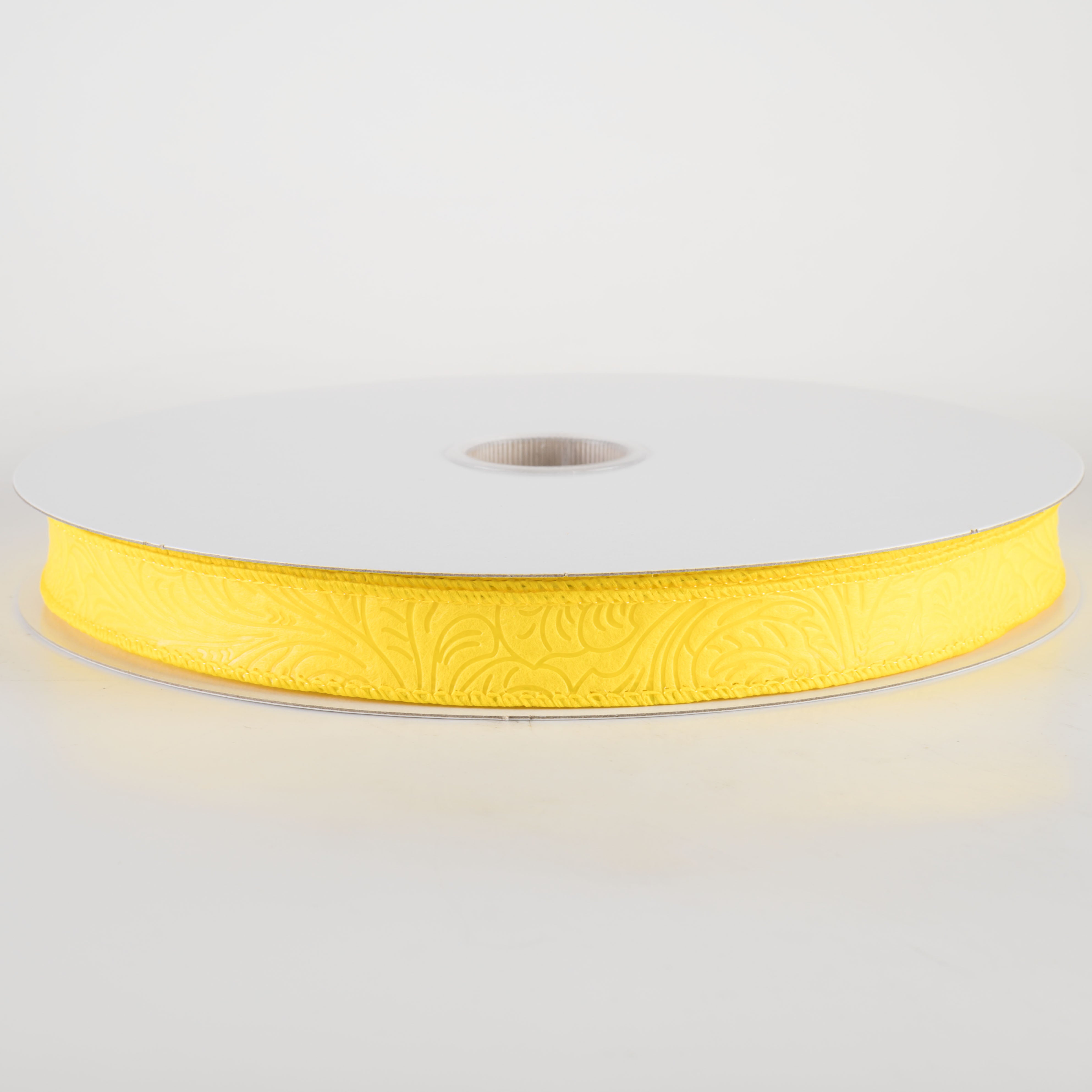 7/8" Embossed Flower Breeze Ribbon: Daffodil Yellow (50 Yards)