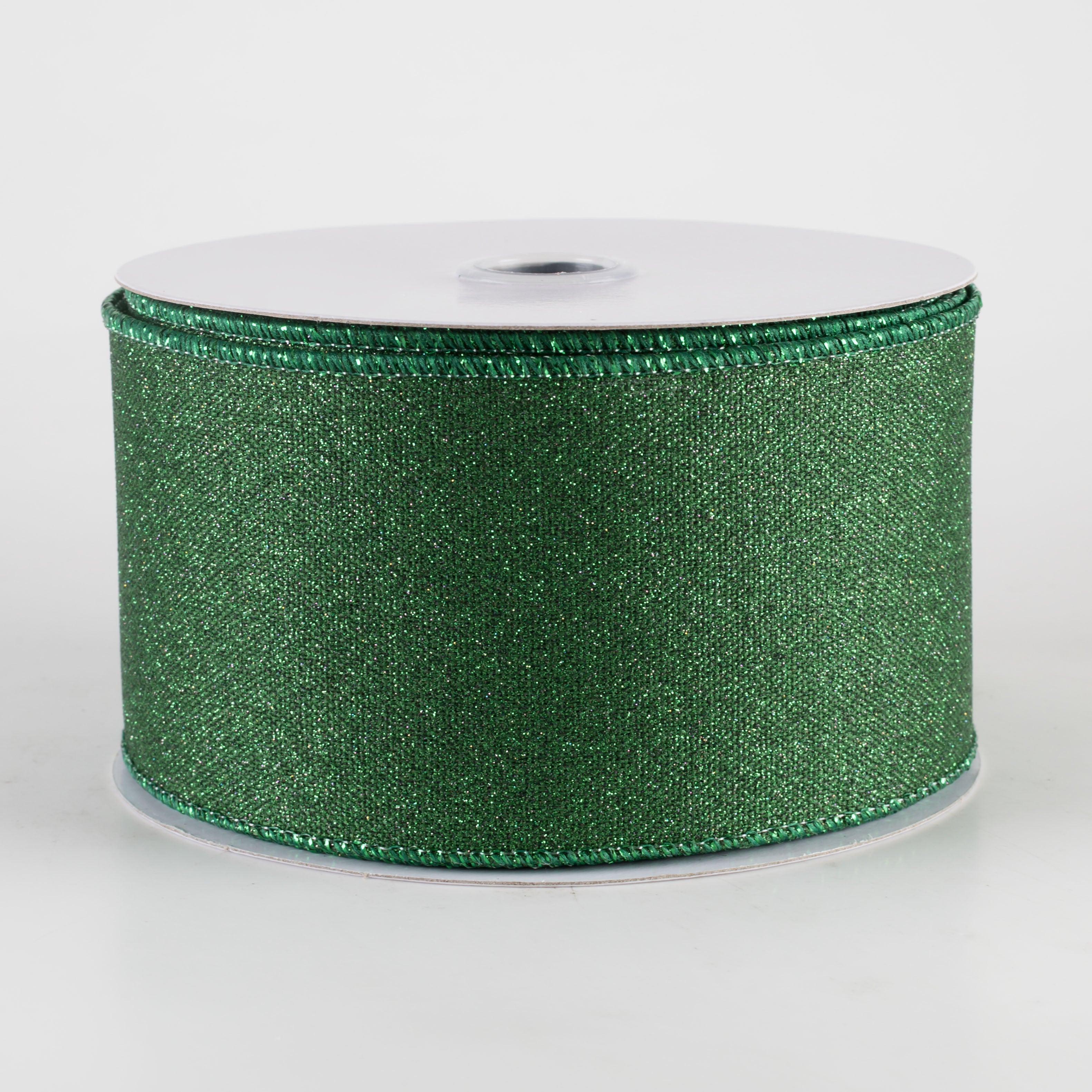 2.5" Fine Glitter on Royal Ribbon: Black & Emerald Green (10 Yards)