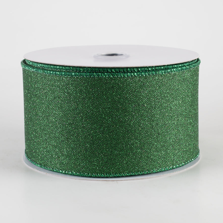 2.5" Fine Glitter on Royal Ribbon: Black & Emerald Green (10 Yards)